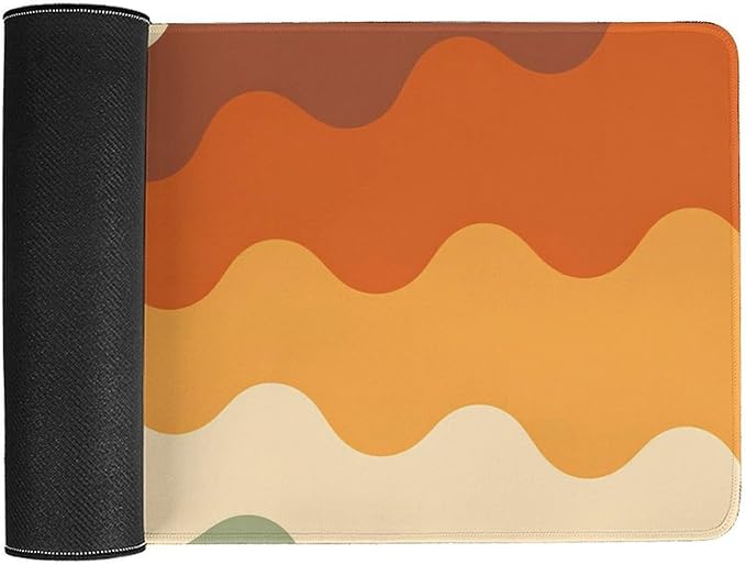 Brown Beige White Wave Mouse Pad Large Desk Mat Extended Keyboard Mouse Pad with Non-Slip Base and Stitched Edge Mouse Mat Desk Pad 30x16 Mouse Pads for Desk Home Office Gaming