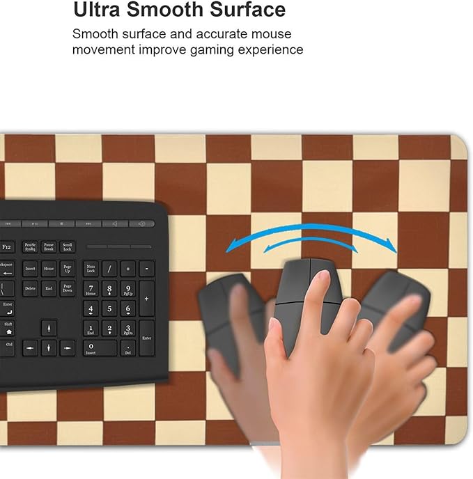 Brown Beige Checkered Mouse Pad Large Desk Mat for Keyboard and Mouse Non-Slip Gaming Mousepad Office Desk Accessories for Computer 35.4x15.7Inch