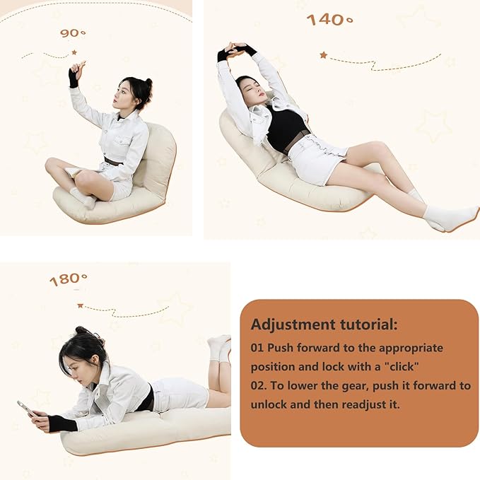 Adjustable Floor Sofa Chair 5-Position Multiangle Padded Floor Chair Cushioned Back Support Versatile Video Game Chairs for Meditation Seminars Reading TV Watchin Grey-Flannel