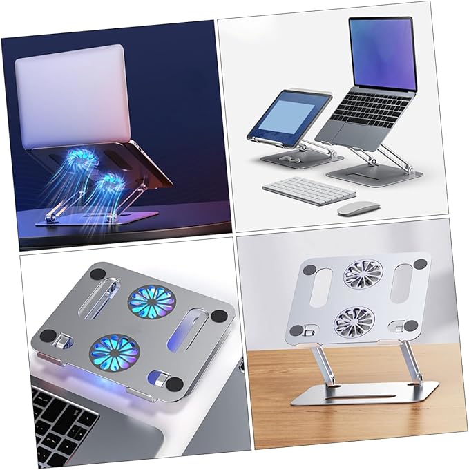 MERRYHAPY Aluminum Laptop Cooling Pad 2 Fans Strong Wind Quiet Laptop Cooler Ventilated Stand for 17.3 Inch Notebook