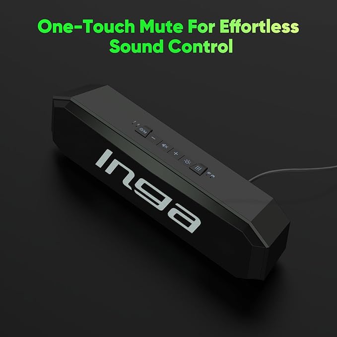 INGA Bluetooth Computer Speakers USB Powered PC Speakers Dual Gaming and Music Modes Plug-and-Play Colorful LED Lights Compatible with Desktops Laptops Phones and Tablets