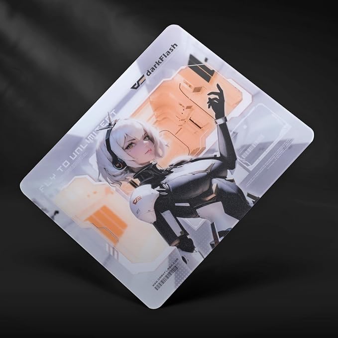 darkFlash Glass Mouse Pad 13.8×11.8 Inch Ultra-Smooth Tempered Surface Precision Tracking Anti-Slip Rubber Base Durable Etched Finish Unique IP Ideal for Gaming &amp Work(DMP350)