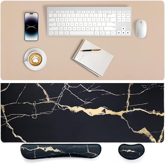 Bloss Leather Desk Pad Mouse Pad Non-Slip Desk Protector Mat/Big Mouse Pads Mouse Pad with Wrist Rest
