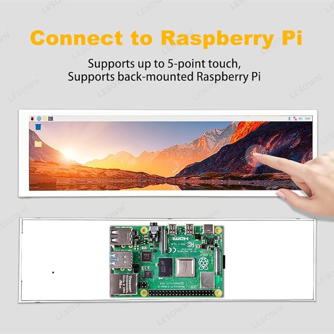 8.8 Mini Stretched Bar Monitor Touchscreen 480x1920 PC Temperature Display 600nits High Brightness Portable Secondary Screen LCD Screen Inside PC Case White