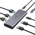 USB-C Laptop Docking Station for Triple Monitor | 7-in-1 Dock with DP 4K@160Hz/8K@30Hz + Dual HDMI 4K@60Hz 10Gbps USB A/C 100W PD | Laptop Dock for Windows/Mac