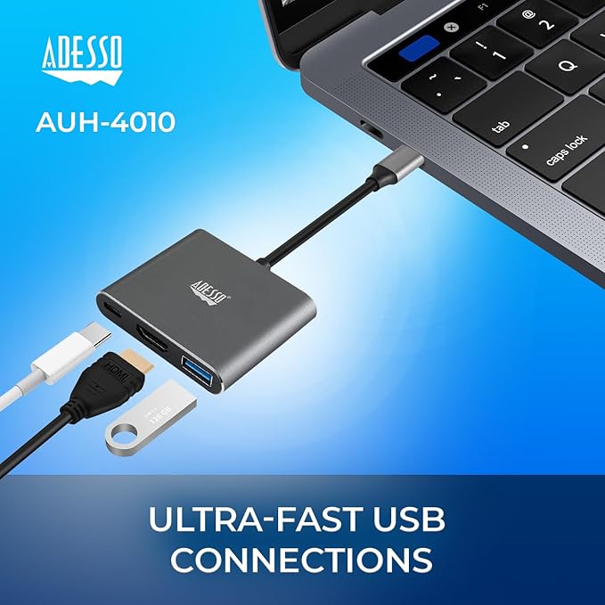 Adesso USB C Docking Station Multiport Adapter Dongle Type C Hub HDMI Support 4K@30Hz 100W Max PD Charging USB for MacBook Windows Laptop (TAA Compliant)