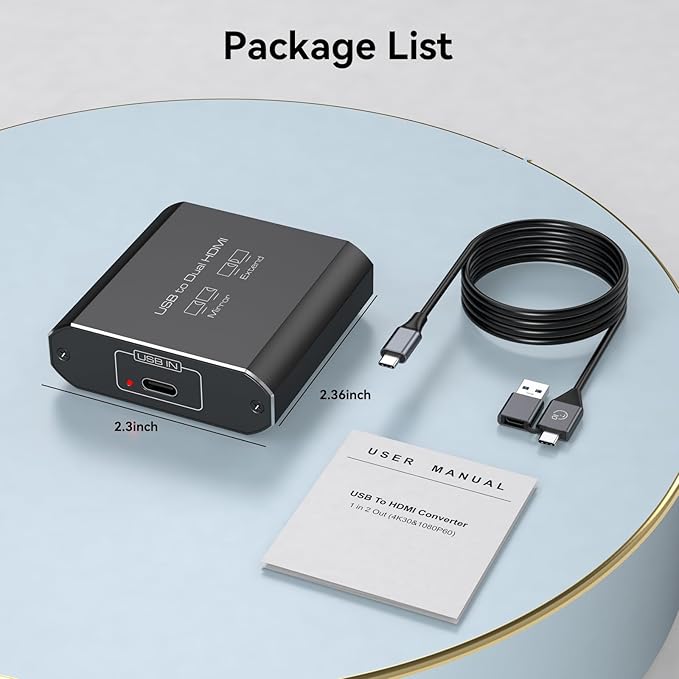 HDMI Splitter Extended Display for Dual Monitor USB A &amp C to 2 hdmi Adapter 1 in 2 Out for Laptop Mac Triple Set Support MST &amp SST Modes 4K@30Hz Out 1 1080p Out 2
