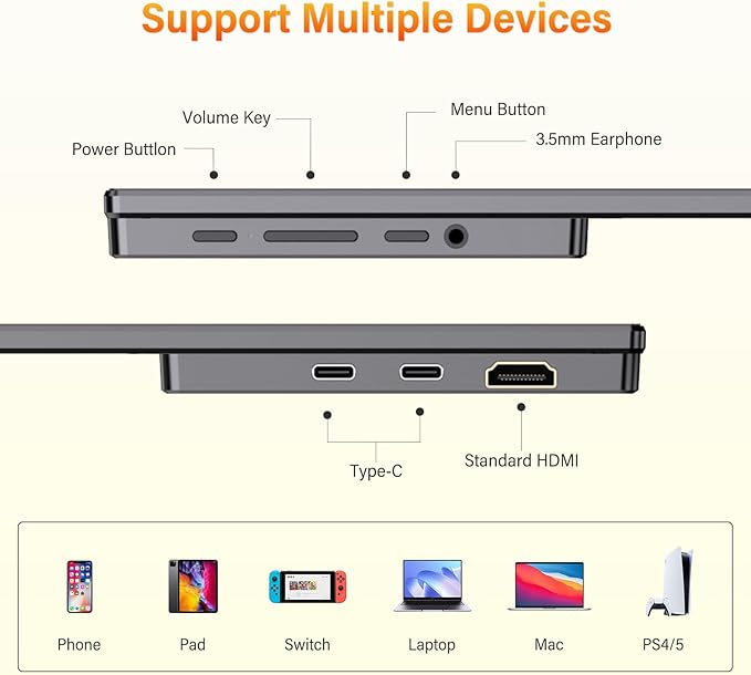 InnoView Portable Monitor 15.6 2K QHD for Laptop with Protective Sleeve Built-in 90° Adjustable Stand USB C HDMI Ultra-Slim Portable Laptop Monitor for MacBook Phone PS Xbox Switch