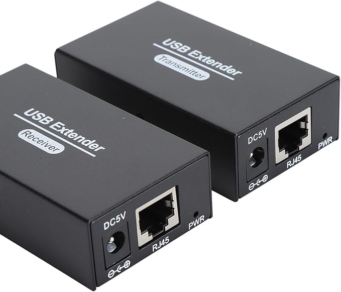 USB Extender Ethernet RJ45 LAN Extension Transmit 120m/394ft Over Single Ethernet Cat5e 6 7 Up to 480Mbps with 4 USB 2.0 Hub for for OS X for Android for Linux (US Plug)