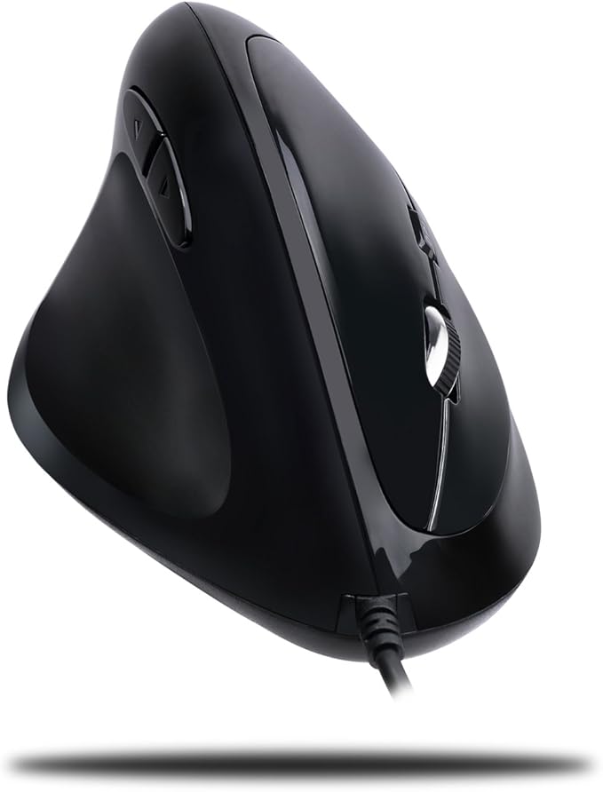 Adesso Imouse E7 - Ergonomic Mouse for Left Hand with Cable Programmable Functions and Adjustable Weight Black
