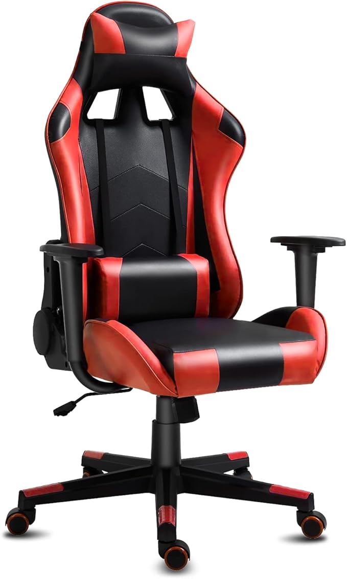 DIKEP Computer Gaming Desk Chair Video Game Chair with Footrest and Lumbar Support PU Leather High-Back Recliner Headrest and Height Adjustable w/ 360° Swivel Seat for Office and Home - Black &amp