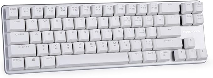 Qisan Happy Deals 10% Discount Off Mechanical Keyboard Gaming Keyboard Blue Switch 68-Keys Mini Design (60%) Gaming Wired Keyboard White Silver Magicforce