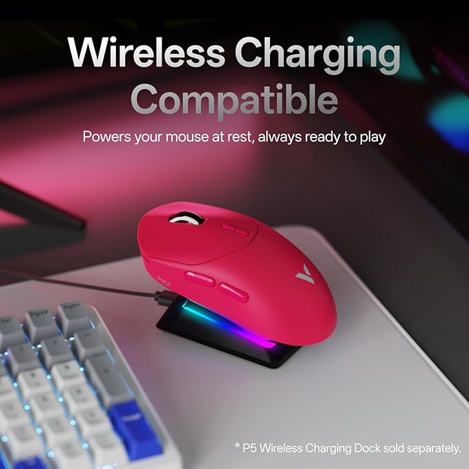Rapoo VT2 MAX Wireless Gaming Mouse True 8K Wireless Polling Rate 53g Lightweight Up to 750 Hr Battery Nordic nRF54L15 MCU 120-Million Optical Switch 10 Programmable Buttons Macro Enabled
