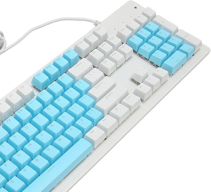 Computer Keyboard Gaming Keyboard Wired USB Connection 104 Keys for Office (Brown Switch(Blue White Keycaps))