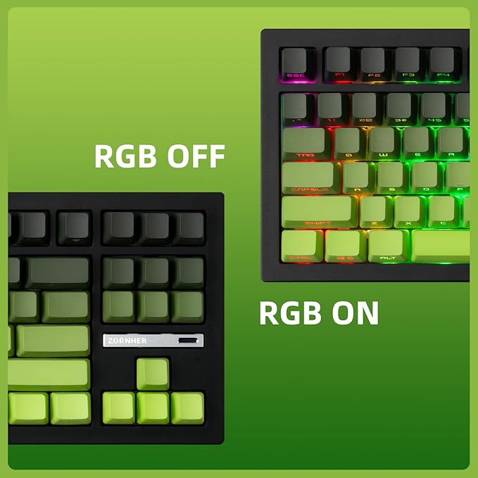 ZORNHER ZH870 Wireless Mechanical Gaming Keyboard80% Green Custom Creamy Sound Keyboard with Shine Through PBT KeycapsPre-lubed Linear SwitchesHot-SwappableRGB Backlit2.4GHz/USB-C/BT5.0