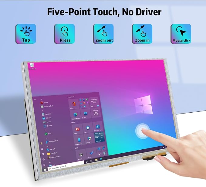 9 Inch Touch Screen Monitor with 1024x600 IPS Screen Mini Monitor for Raspberry Pi Laptop PC (Sliver