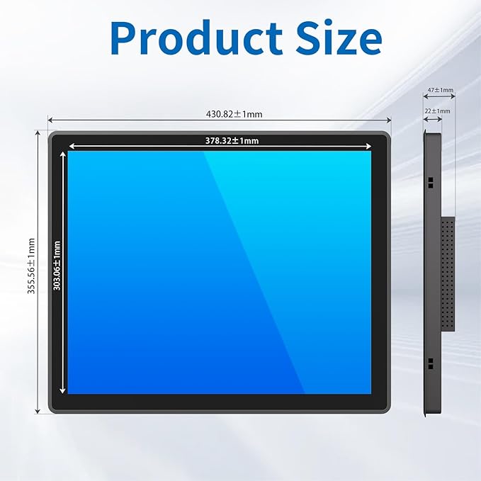 19 Inch Industrial Touch Screen Monitor 10 Points Touch Ratio 5:4 Capacitive PCAP Display 1280x1024R Active Matrix TFT LCD LED Backlight VGA DVI HD-MI Ports