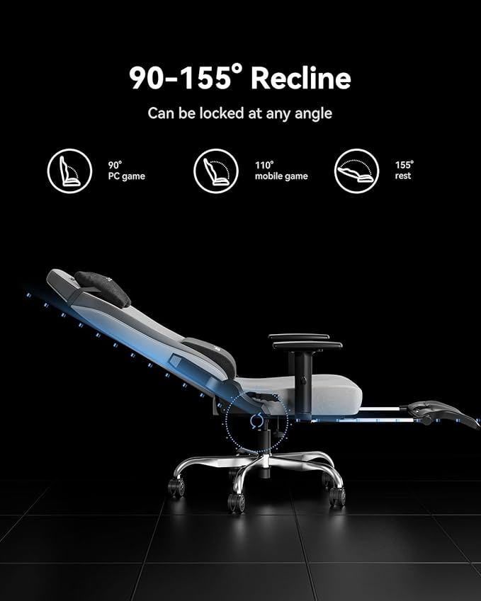 AutoFull C3 Gaming Chair PC Chair with Ergonomics Lumbar Support Racing Style PU Leather High Back Adjustable Swivel Task Chair with FootrestGrey