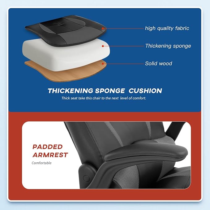 Gaming Chairs for Adults PU Leather Swivel Rolling Adjustable Game Chair with Lumbar Support Flip Up Arms Headrest for Adults Women Men Video Game Chairs Ergonomic Gaming Chair