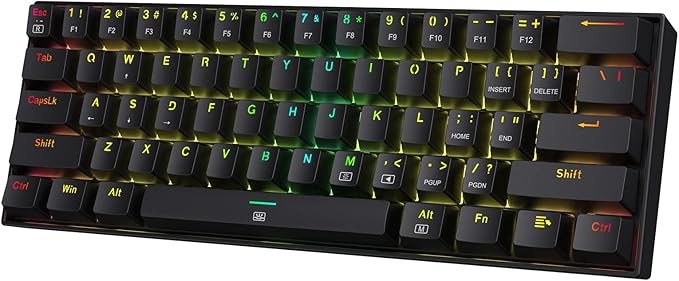Redragon K630 Dragonborn 60% Wired RGB Gaming Keyboard 61 Keys Compact Mechanical Keyboard with Linear Red Switch Pro Driver Support Black