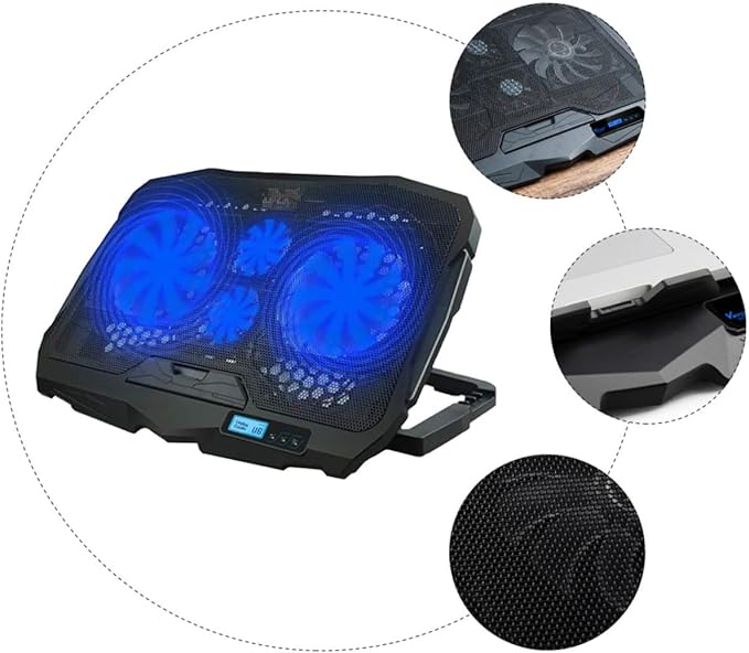 Mikikit Silent Multifunctional Laptop Radiator Cooling Pad with Speed Fans Durable Support Stand for Notebooks Energy Saving and Environmentally Friendly