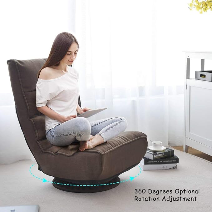 360 Degree Swivel Game Chair Folding 4-Position Adjustable Floor Lazy Sofa Chair