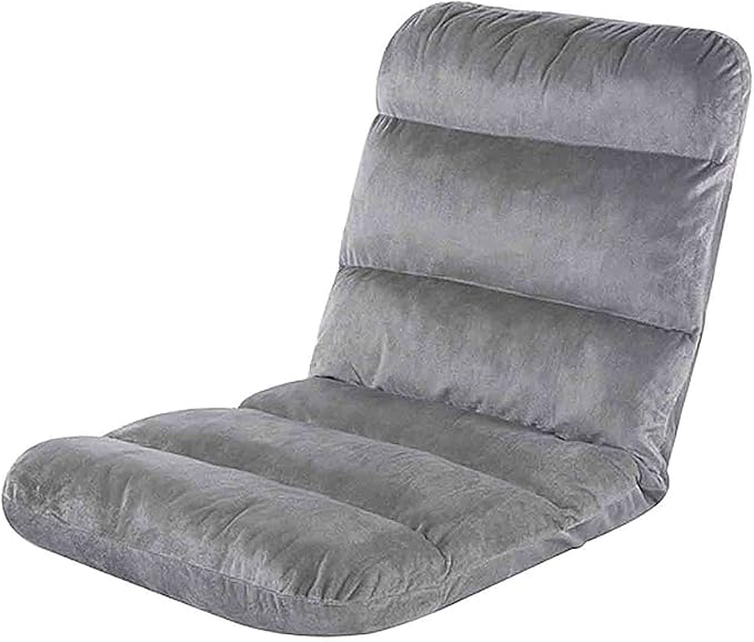 Floor Chair Folding Chairs Indoor Stressless Recliner Chair Floor Cushions for Meditation TV Watching or Gaming Suitable for Home or Office (Color : Grey)