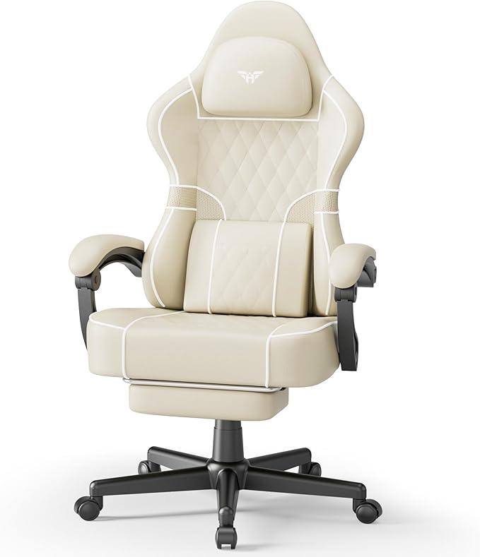 Huracan Ergonomic Gaming Chairs with Footrest Adjustable Video Game Chairs with Massage Lumbar for Adults Reclining Racing Computer Chair with Spring Cushion Extended Seat for Home Office Video Game