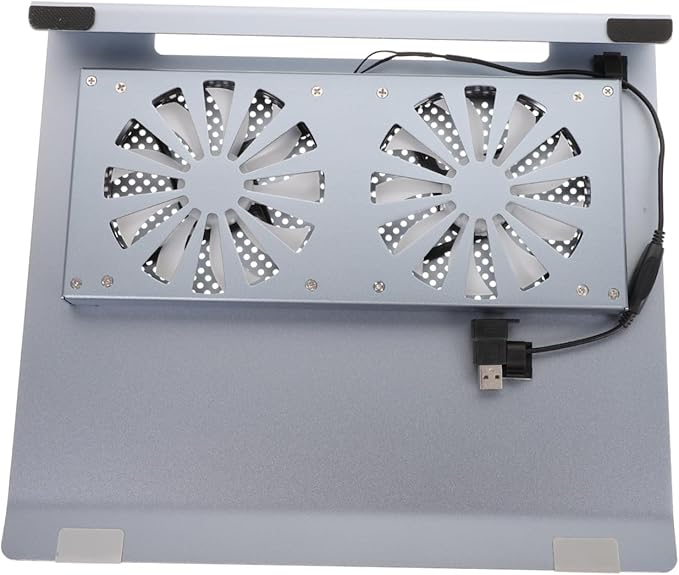 Alipis Aluminum Alloy Laptop Cooler Stand with LED Fan Ventilated Cooling Pad for Notebooks to 17.3 Inch Elevated Airflow Support for Overheating Prevention Gray