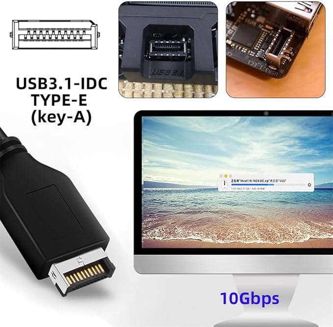 Xiwai 5Gbps USB 3.1 Type-E to USB 3.0 19/20Pin Dual Ports Splitter HUB 10Gbps USB 3.1 Type-E Front Panel Socket to NVME NGFF M-Key Express Card Adapter for Motherboard (NVME to USB3.1 Type-E+Type-E)