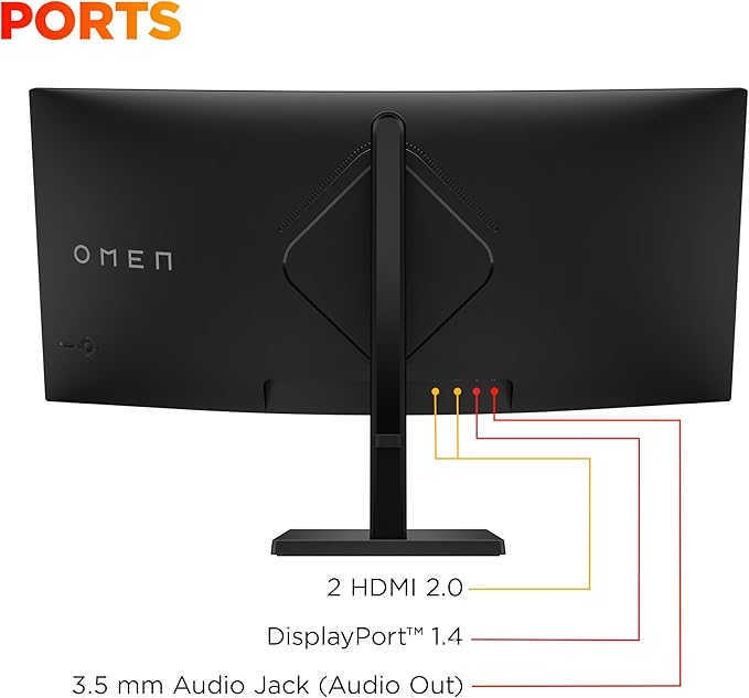 HP OMEN 34 inch WQHD 180Hz Curved Gaming Monitor Wide QHD Display (3440 x 1440) VA Panel VESA DisplayHDR 400 1ms MPRT (with Overdrive) AMD FreeSync Premium Technology Black OMEN 34c G2 (2025)