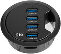 WDX Grommet Hole in Desk USB 3.0 4 Port Hub/BC 1.2 USB Charger for iPad/Tablet and iPhone/Smart Phones