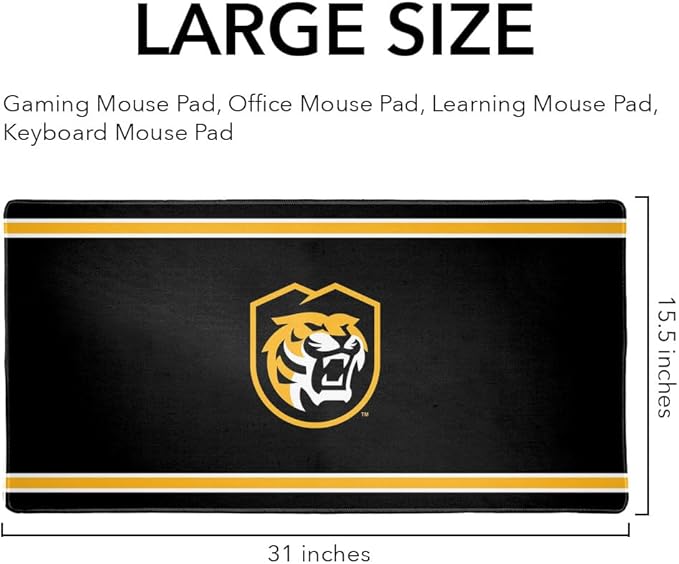 Colorado College Tigers Primary Logo Stripes Large Gaming Mouse Pad Desk Mat with Stitched Edges Non-Slip Base for Gamer Home and Office 31.5 x 15.7