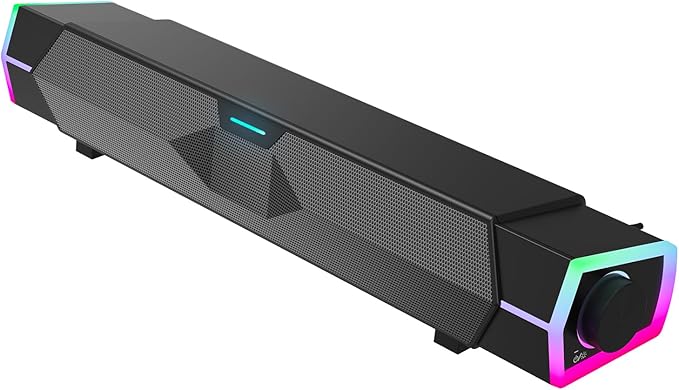 V18 Bluetooth &amp USB Smart Compability Computer Speakers for PC Desktop Monitor Gaming PC Sound Bar Superb Stereo Sound with LED Lighting - Combine/Separate to Customize Your Desk