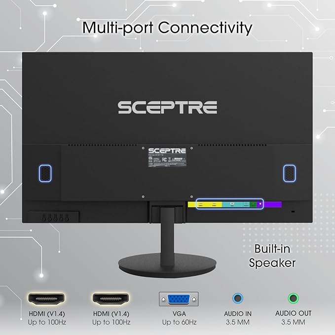 Sceptre E275W-19203R 27 inch1080P LED Monitor 99% sRGB 2X HDMI VGA Build-In Speakers Machine Black (E275W-19203R series)