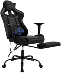 Gaming Chair with Massage &amp Footrest - Ergonomic Racing Office Chair for Adults Women Gamers - Adjustable Reclining PC Gaming and Home Office Desk Chair with Lumbar Support Black