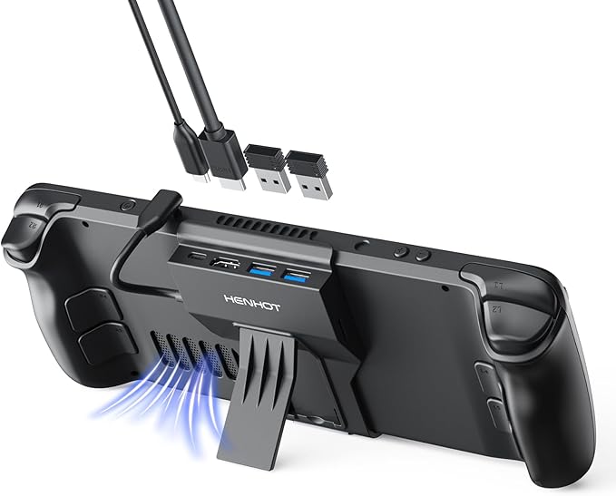 Steam Deck Dock 4-Port USB C Hub with HDMI 2.0 4K@60Hz Dual USB-A 3.0 100W Max PD-in Foldable Stand