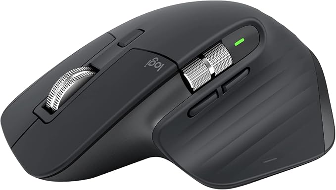 Logitech MX Master 3S - Wireless Performance Mouse with Ultra-fast Scrolling Ergo 8K DPI Track on Glass Quiet Clicks USB-C Bluetooth Windows Linux Chrome - Graphite (Renewed)
