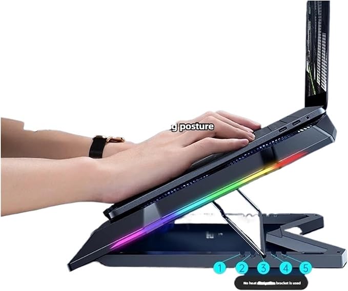 Game RGB Laptop Cooler 2 USB Ports 8 Fans Game LED Light Laptop Cooler Suitable for 13-19 inch Laptop MacBook Stand