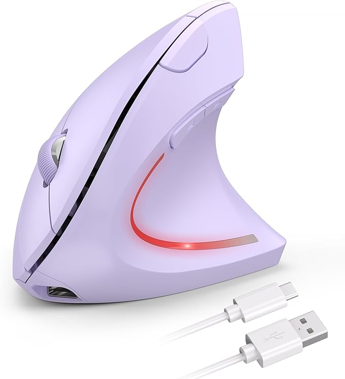 TECKNET Ergonomic Mouse Wireless Rechargeable Mouse Silent for Carpal Tunnel Right Hand 2.4GHz USB Vertical Mouse Wireless for Laptop 5 Adjustable 4800 DPI Computer MacBook Desktop