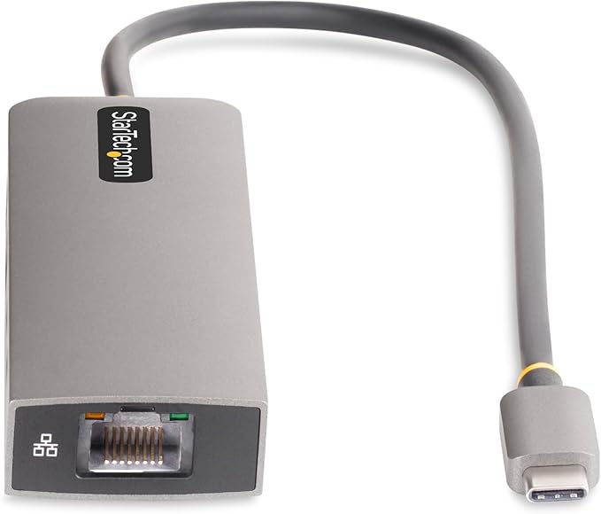 StarTech.com 3-Port USB-C Hub 2.5 Gbps Ethernet 100W PD Pass-Through Port USB 3.2 10Gbps 2X USB-A/1x USB-C Portable Hub
