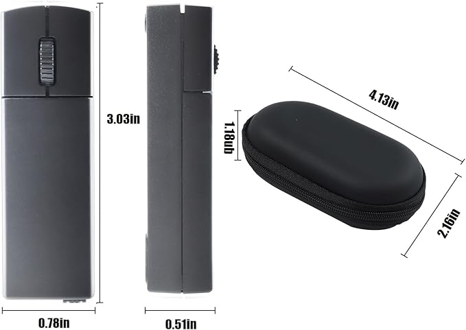 elec Space Wireless Mini Finger Mouse - Silent Dual-Mode Bluetooth &amp 2.4GHz Ergonomic Portable PC Mice with Case Compatible with MacBook and Chromebook