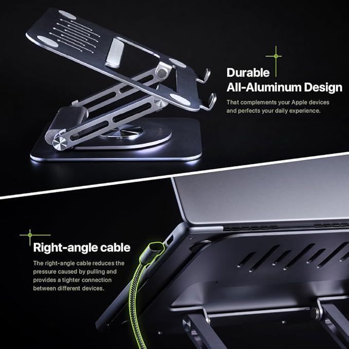 ADAM elements Hub Stand Pro 6-in-1 USB-C Laptop Docking Station Foldable Laptop Stand with 4K HDMI 100W PD &amp USB 3.0 for MacBook Pro/Air M4-M1 iPad &amp USB-C Laptops