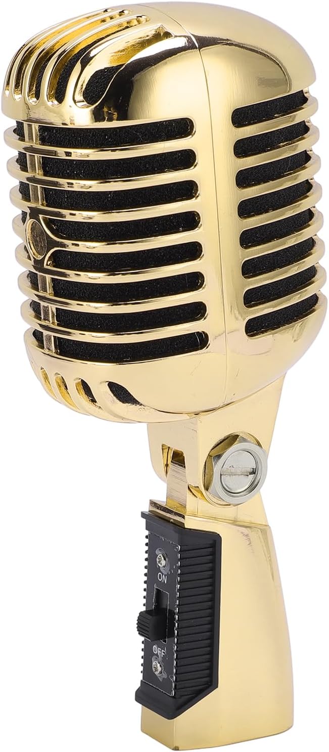 Dynamic Microphone with Rugged Design &amp Shock Mount - Cardioid Pattern Zinc Alloy Studio &amp Live Performances (Gold)