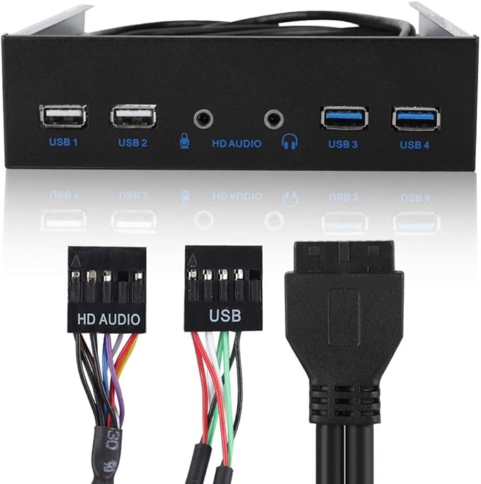 5.25 Inch Front Panel USB Hub with 2 x USB 3.0 Ports &amp 2 x USB 2.0 Ports &amp 1 x HD Audio Port 19 Pin Extension Front Panel Card Reader Support WinXP/2003/VISTA/2008/Windows