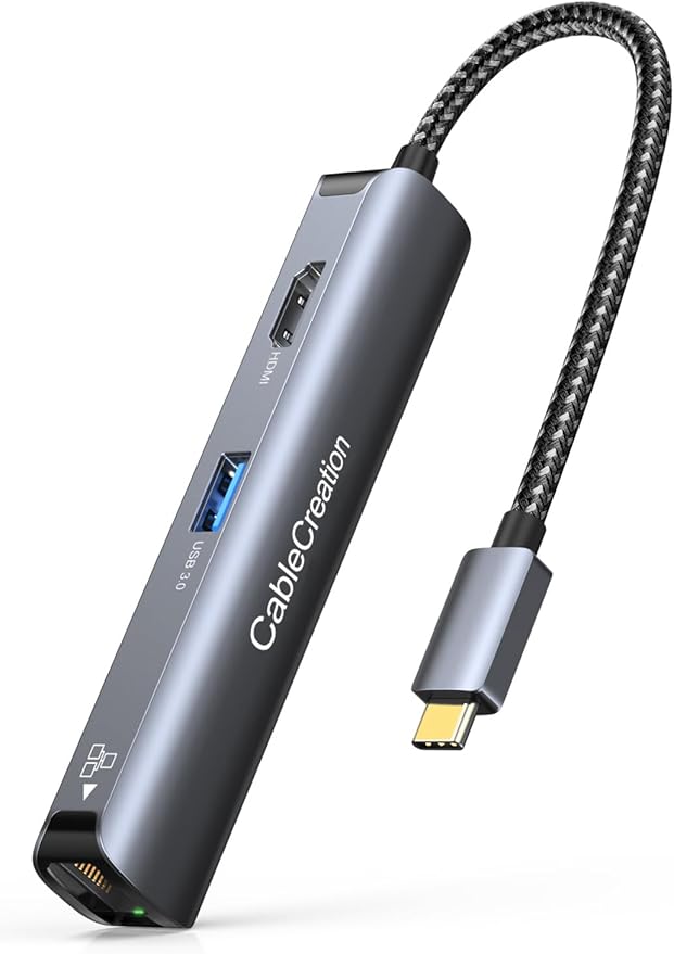 USB C Hub Multiport Adapter CableCreation 5-in-1 USB C Adapter Aluminum Shell with 4K HDMI 1Gbps Ethernet 3 USB 3.0 Ports for MacBook Pro/Air 2020/2019 iPad Pro 2020 Surface Go XPS