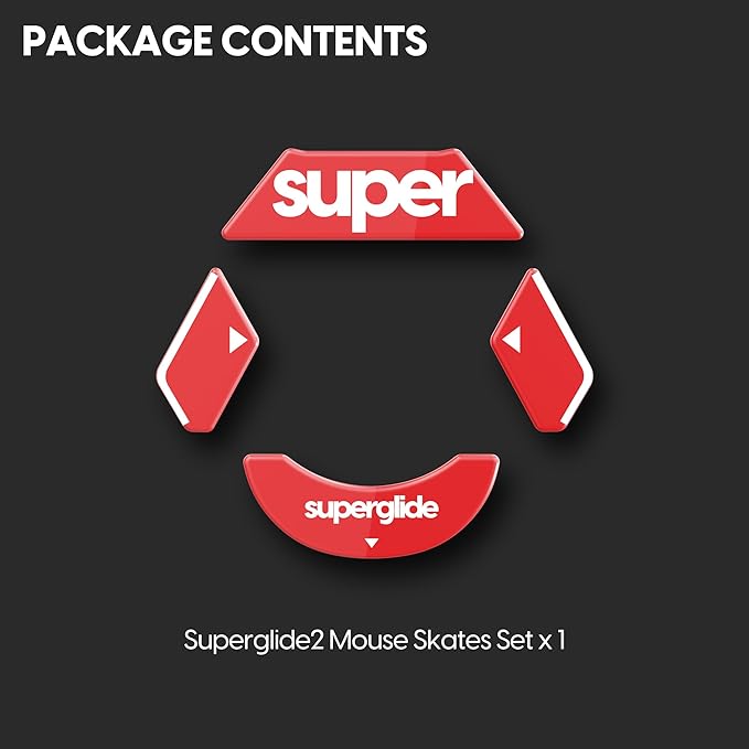 Superglide2 - New Controllable Speed Textured Surface Smoothest Mouse Feet/Glides Made with Ultra Strong Glass Smooth and Durable Sole for Logitech G900/903[RED]