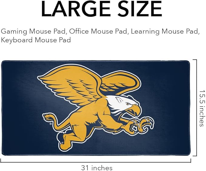 Canisius College Primary Logo Large Gaming Mouse Pad Desk Mat with Stitched Edges Non-Slip Base for Gamer Home and Office 31.5 x 15.7