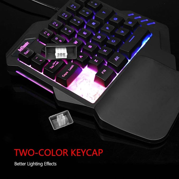 RedThunder One-Handed RGB Gaming Keyboard and Mouse Combo 35 Keys Mini Gaming Keypad 6400 DPI Mouse Portable Game Controller for PC Gamer