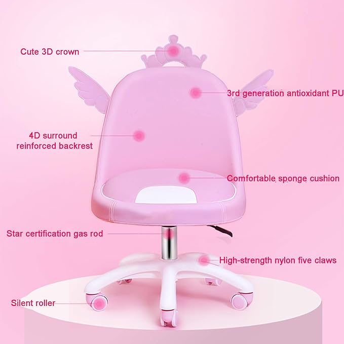 Office Chair Gaming Chair Computer Chair Ergonomic Desk Chair Height Adjustable Game Chair for Home Student Teens GirlsCute Gaming Chair No Armless Office Chair with WheelsGirls PU Le